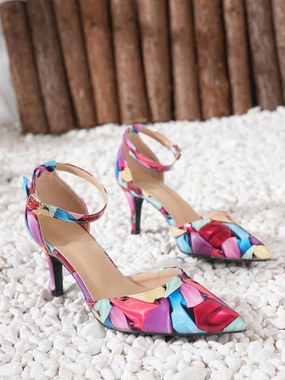 Sparkle and Shine in our Summer Rainbow Satin High Heel Shoes