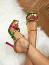 Chic and Stylish: Women's Multi-Color Square Toe High Heels Sandals for Summer