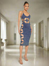 Chic Summer Vibes: Cut-Out Bodycon Halter Denim Dress