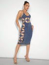 Chic Summer Vibes: Cut-Out Bodycon Halter Denim Dress