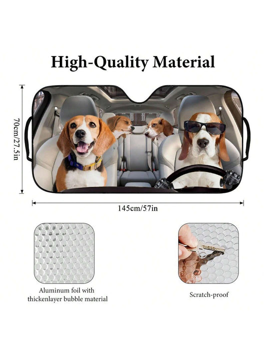 Sunglasses-Wearing Dog Printed Car Windshield Sun Shade: The Perfect Pet Owner's Accessory