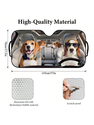 Sunglasses-Wearing Dog Printed Car Windshield Sun Shade: The Perfect Pet Owner's Accessory