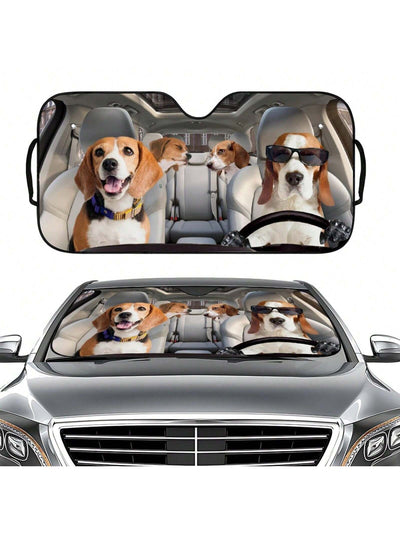 Protect your car from the harsh sun with our Sunglasses-Wearing Dog Printed Car Windshield Sun Shade! Our accessory not only blocks UV rays, but also adds personality to your car with its adorable dog design. A must-have for any pet owner. Keep your car cool and stylish with our sun shade.