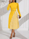 Chic Color Block Striped Long Sleeve Dress for Fashionable Ladies