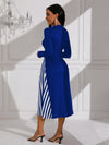 Chic Color Block Striped Long Sleeve Dress for Fashionable Ladies