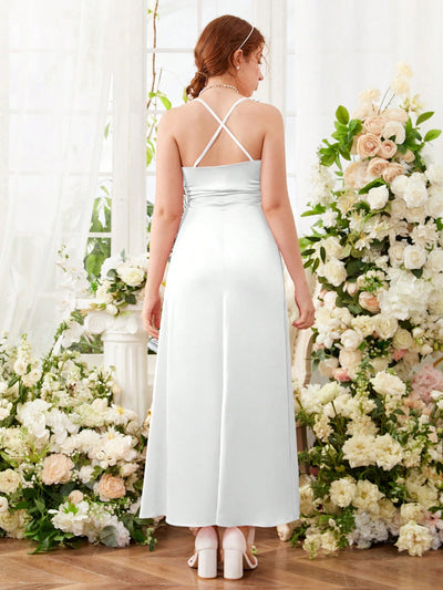 Vintage Charm: Long Camisole Wedding Season Dress for Teens