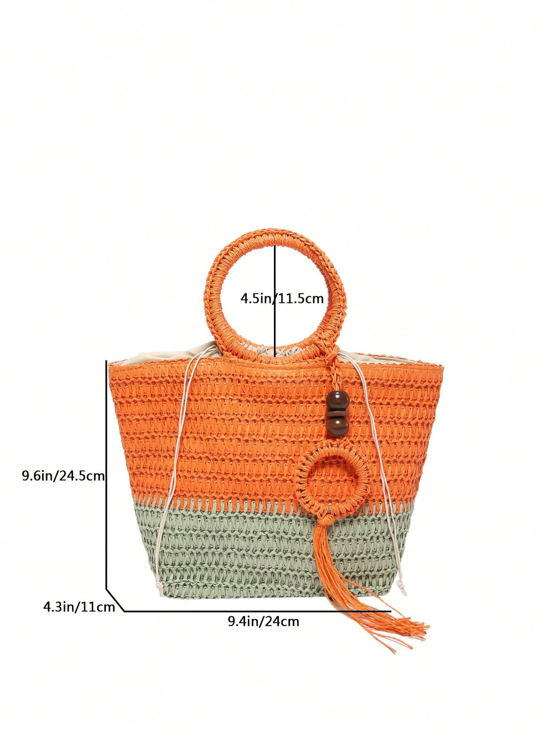 Stay stylish and organized this spring and summer with our Chic and Colorful Woven Tote Bag. Featuring a circular handle design and vibrant colors, this bag is perfect for any occasion. With ample space and a durable woven construction, it's the ultimate accessory for all your needs.