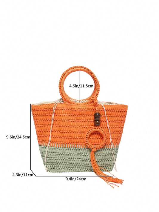 Chic and Colorful: The Ultimate Spring/Summer Circular Handle Woven Tote Bag