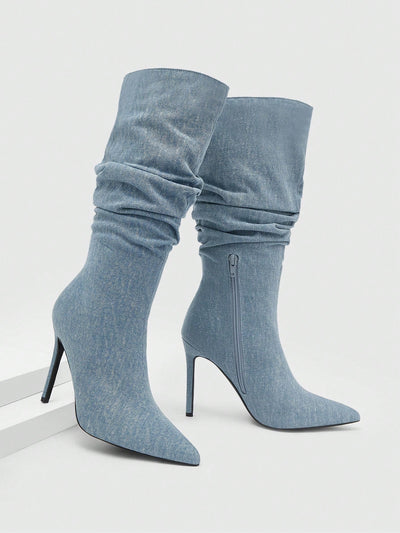 Chic Slouchy Stiletto Heeled Boots - Perfect for Summer Parties and Special Occasions