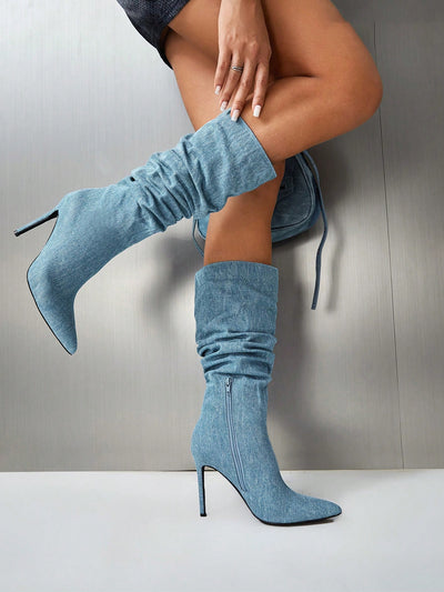 Chic Slouchy Stiletto Heeled Boots - Perfect for Summer Parties and Special Occasions