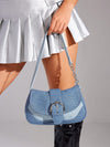 Retro Denim Print Shoulder Bag: Embrace Your Sweet and Cool Girl Style!