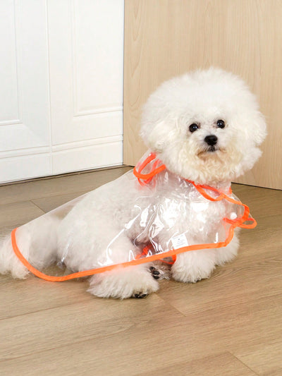 Pet-Friendly Transparent Orange Waterproof Raincoat for Stylish Outdoor Adventures in the Rain