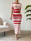 Vacation Ready: Stylish Striped Short Sleeve Sweater Dress for Women