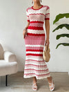 Vacation Ready: Stylish Striped Short Sleeve Sweater Dress for Women