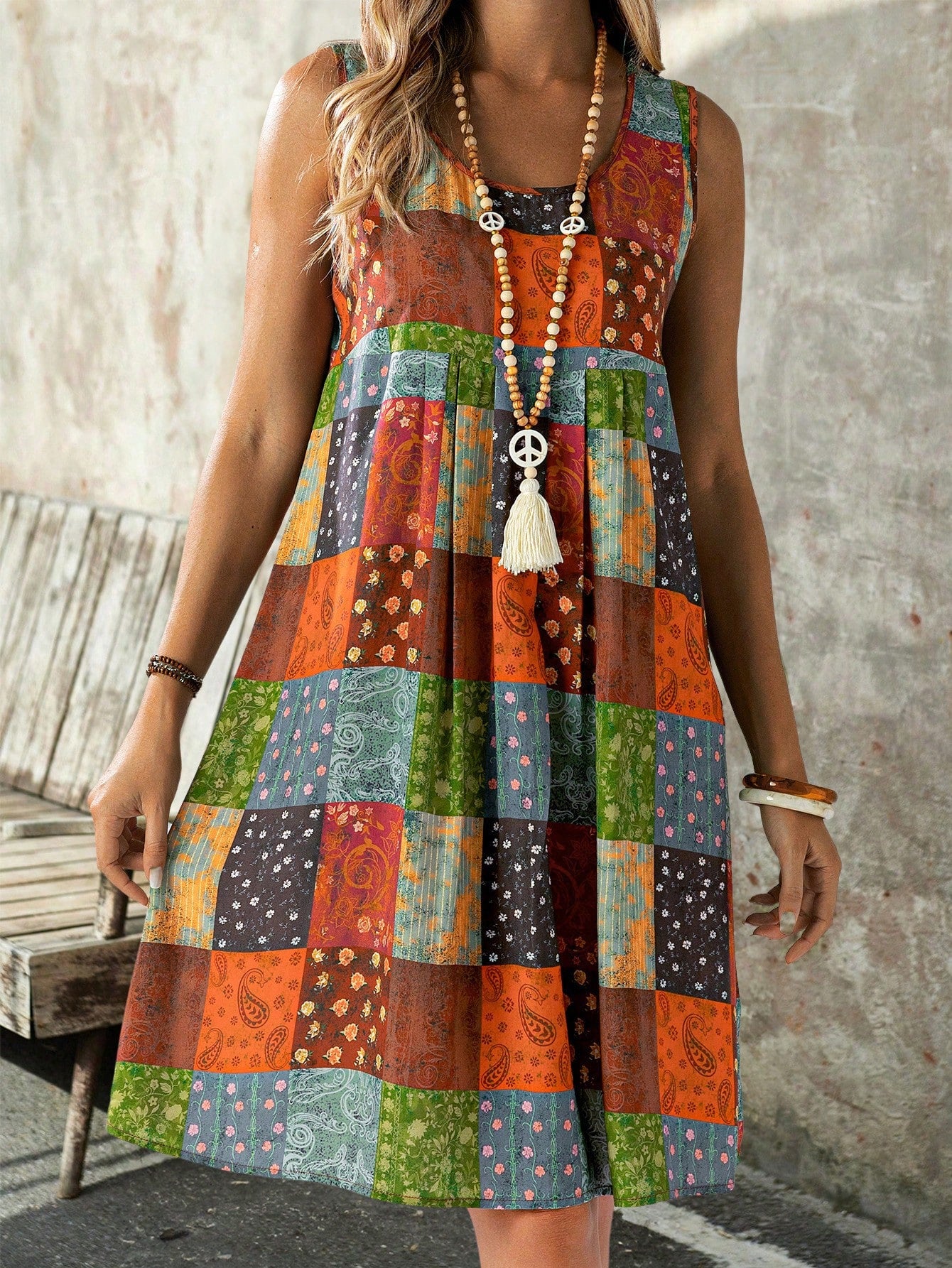 Women's Patchwork Print Tank Dress: Your Go-To Summer Vacation Style – Canary Houze