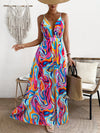 Vibrant Vacation Chic: Flower Printed Spaghetti Straps Backless Dress