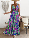 Vibrant Vacation Chic: Flower Printed Spaghetti Straps Backless Dress