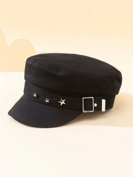 Starry Vintage Chic: Women's Black Star Embroidery Baseball Cap