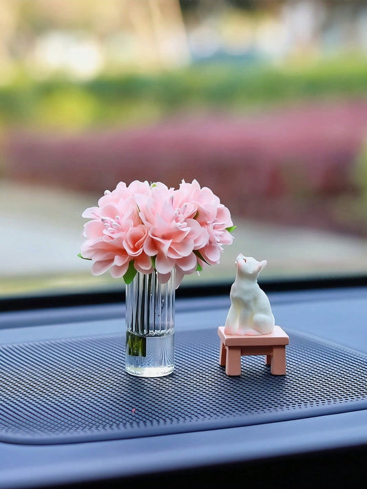 Add a touch of whimsy to your dashboard with Sweet Scents' Flower Cat Car Decoration. This charming accessory not only adds a cute touch to your car, but also infuses a delightful floral scent that will leave your vehicle smelling fresh and inviting.