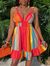 Colorful Striped A-Line Dress with Ruffle Hem: Perfect for Summer Dates!