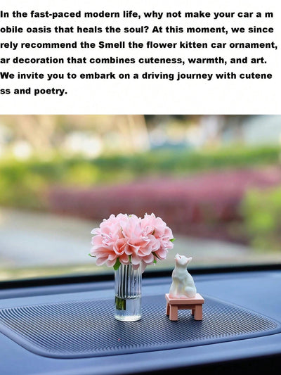 Sweet Scents: Flower Cat Car Decoration - Add Some Whimsy to Your Dashboard