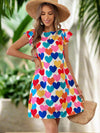 Essence of Love: Colorful Heart All-Over Printed Dress for Mother's Day Outfit