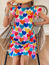 Essence of Love: Colorful Heart All-Over Printed Dress for Mother's Day Outfit