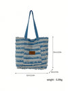 Striped Patch Shoulder Tote: The Ultimate Casual Commuting Bag