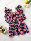 Petal Power: Purple Flying Sleeve Dress with Floral Print for Stylish Pets