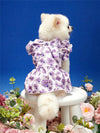 Petal Power: Purple Flying Sleeve Dress with Floral Print for Stylish Pets