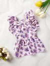 Introducing Petal Power: Purple Flying Sleeve Dress with Floral Print for Stylish Pets. Made for fashion-forward pets, this dress features a trendy floral print and fluttery flying sleeves. Keep your furry friend stylish and comfortable in this must-have piece.