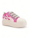 Pink Lace-Up Flame Platform Sneakers: Embrace Your Inner Punk Rock Sport Style