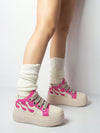 Pink Lace-Up Flame Platform Sneakers: Embrace Your Inner Punk Rock Sport Style