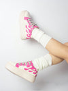 Pink Lace-Up Flame Platform Sneakers: Embrace Your Inner Punk Rock Sport Style