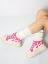 Pink Lace-Up Flame Platform Sneakers: Embrace Your Inner Punk Rock Sport Style