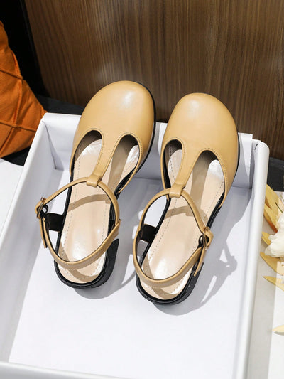 Step into Summer: High Heel Chunky Leather Shoes with Anti-Slip Platform