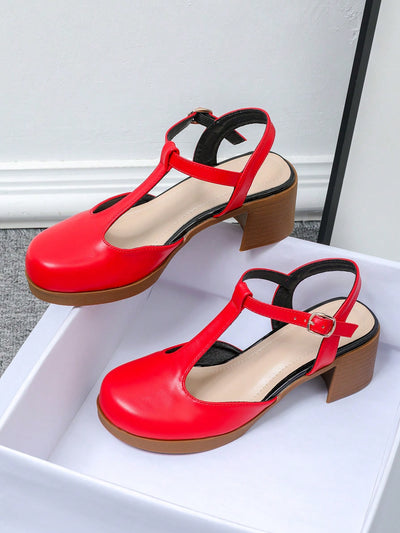 Step into Summer: High Heel Chunky Leather Shoes with Anti-Slip Platform