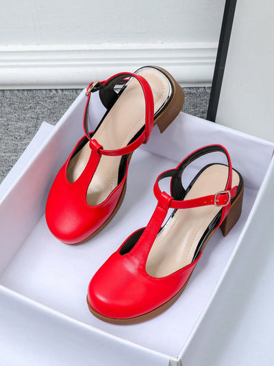 Step into Summer: High Heel Chunky Leather Shoes with Anti-Slip Platform