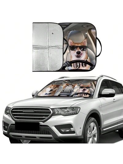 Adorable Akita Dog Windshield Sunshade - Perfect for Protecting Your Car and Adding Some Fun to Your Drive!