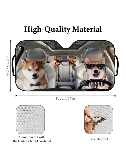 Adorable Akita Dog Windshield Sunshade - Perfect for Protecting Your Car and Adding Some Fun to Your Drive!