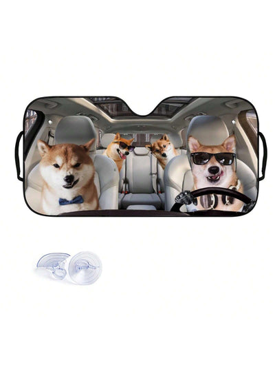 Adorable Akita Dog Windshield Sunshade - Perfect for Protecting Your Car and Adding Some Fun to Your Drive!