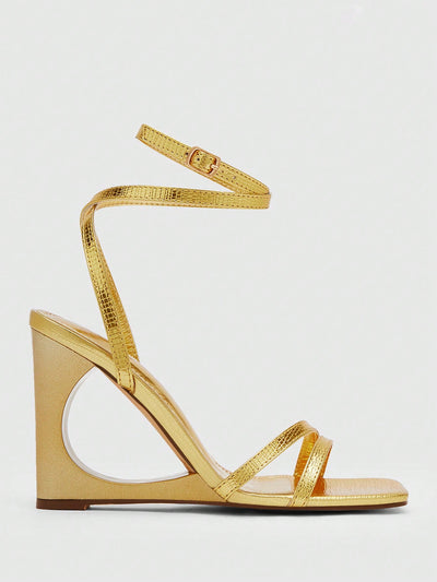 Glamorous Gold Ankle Strap Wedge Sandals: The Perfect Summer Vacation Shoes