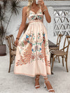 Peacock Paradise: Women's Vintage Style Strappy Dress