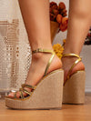 Glamorous Golden Wedge Heel Sandals: Perfect for Parties and Special Events