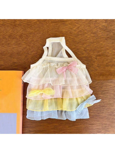 Pet Rainbow Hierarchical Suspender Skirt: Fashionable Apparel for Small Puppies and Cats