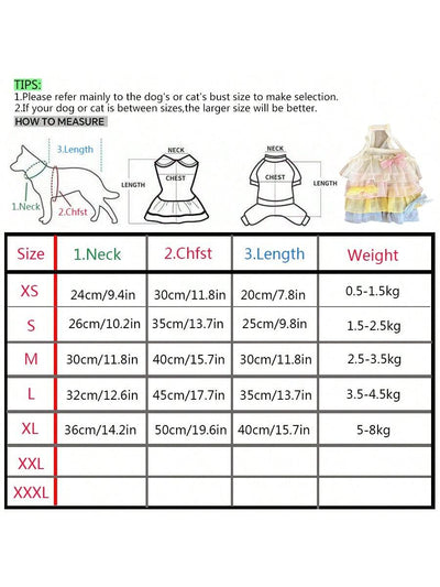 Pet Rainbow Hierarchical Suspender Skirt: Fashionable Apparel for Small Puppies and Cats