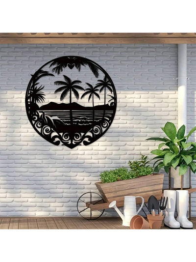 Island Dreams Metal Art Wall Hanger: Modern and Unique Home Decor Perfect for Bedroom or Living Room