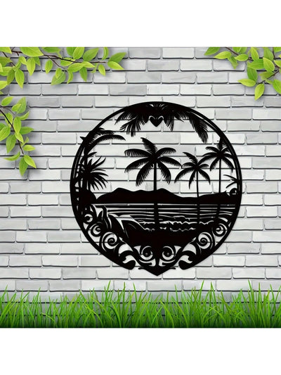 Island Dreams Metal Art Wall Hanger: Modern and Unique Home Decor Perfect for Bedroom or Living Room