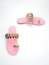 Pretty in Pink: Stylish Lycra Flat Sandals with Gold Buckle Detail