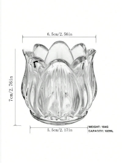 Stylish Tulip Glass Candle Holder Set with Tray Base